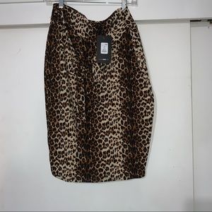 Cheetah midi skirt with waist tie